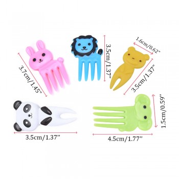 FHEAL 10pcs/set Animal Farm Mini Cartoon Fruit Fork Sign Plastic Fruit Toothpick Bento Lunch For Children Decorative Tableware