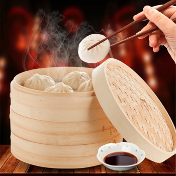 One Cage and One Cover Cooking Bamboo Steamer Fish Rice Vegetable Snack Basket Set Kitchen Cooking Tools