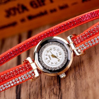 DUOYA luxury bracelet watches women fashion Ladies Crystal Gold Quartz Wrist watch Rhinestone Relogios Femininos #121