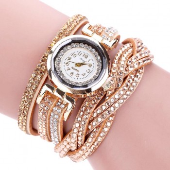 DUOYA luxury bracelet watches women fashion Ladies Crystal Gold Quartz Wrist watch Rhinestone Relogios Femininos #121