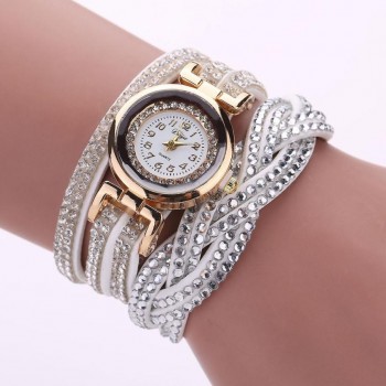 DUOYA luxury bracelet watches women fashion Ladies Crystal Gold Quartz Wrist watch Rhinestone Relogios Femininos #121