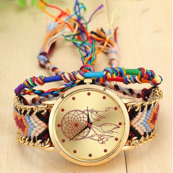 Dropshipping Handmade Braided Dreamcatcher Friendship Bracelet Watch Ladies Rope Watch Quarzt Watches Relogio Feminino
