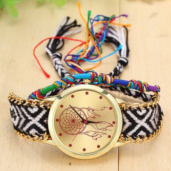 Dropshipping Handmade Braided Dreamcatcher Friendship Bracelet Watch Ladies Rope Watch Quarzt Watches Relogio Feminino