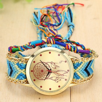 Dropshipping Handmade Braided Dreamcatcher Friendship Bracelet Watch Ladies Rope Watch Quarzt Watches Relogio Feminino