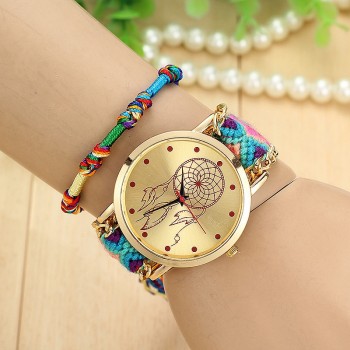 Dropshipping Handmade Braided Dreamcatcher Friendship Bracelet Watch Ladies Rope Watch Quarzt Watches Relogio Feminino