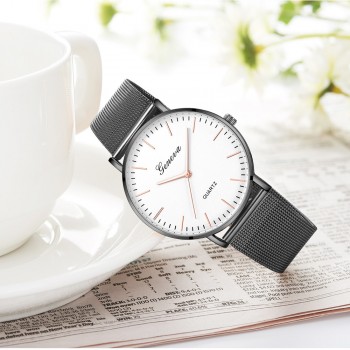 Fashion Casual watches Womens Men GENEVA Womens Classic Quartz Stainless Steel Wrist Watch Bracelet Watches