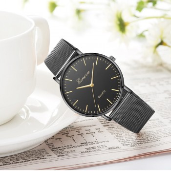 Fashion Casual watches Womens Men GENEVA Womens Classic Quartz Stainless Steel Wrist Watch Bracelet Watches