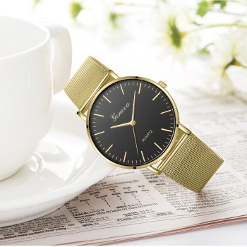 Fashion Casual watches Womens Men GENEVA Womens Classic Quartz Stainless Steel Wrist Watch Bracelet Watches