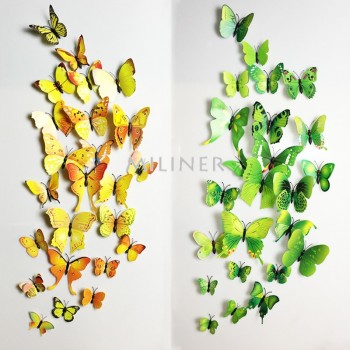 Free shipping 12pcs PVC 3d Butterfly wall decor cute Butterflies wall stickers art Decals home Decoration room wall art