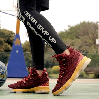 2018 New Arrival High Top Men Cushioning Lebron James Basketball 15 Shoes Shockproof Couple Athletic Women Outdoor Sport Shoes