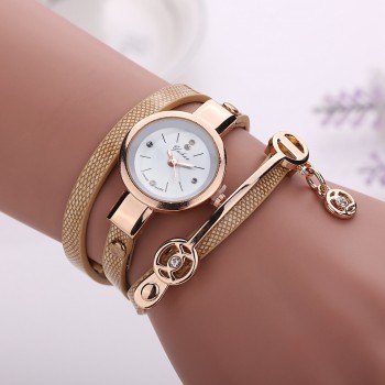 New Duoya Fashion Women Bracelet Watch Gold Quartz Gift Watch Wristwatch Women Dress Leather Casual Bracelet Watches
