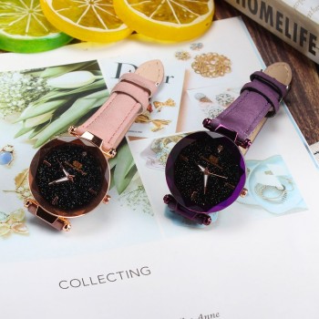 Exquisite Ladies Watch Starry Sky Female Leather Quartz Wrist Watch Elegant Women Watches Bracelet Watch Montre Femme 2018