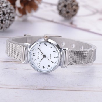 Simple silver watches women blue stainless steel mesh strap fashion casual wild quartz bracelet watch relogio feminino amp;Ff