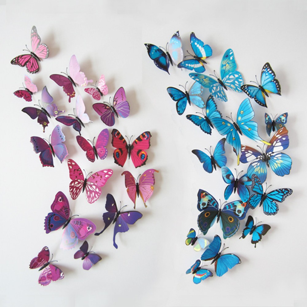 3D PVC Butterfly Wall Stickers Home Decor Butterfly Wall Decals For Kids Room TV Wall Stickers Kitchen Kids Wall Sticker Flower