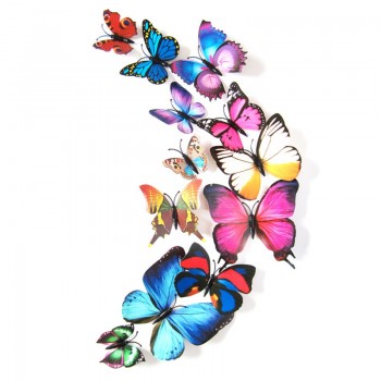 3D PVC Butterfly Wall Stickers Home Decor Butterfly Wall Decals For Kids Room TV Wall Stickers Kitchen Kids Wall Sticker Flower