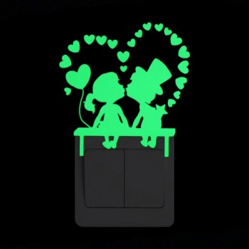 Cartoon Luminous Switch Sticker Glow in the Dark Wall Stickers Home Decor Kids Room Decoration Sticker Decal Cat Fairy Moon Star