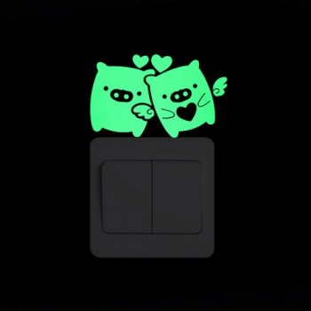 Cartoon Luminous Switch Sticker Glow in the Dark Wall Stickers Home Decor Kids Room Decoration Sticker Decal Cat Fairy Moon Star