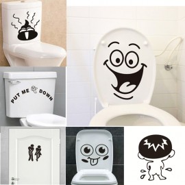 Funny Smile Bathroom Wall Stickers Toilet Home Decoration Waterproof Wall Decals For Toilet Sticker Decorative Poster Home Decor