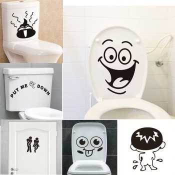 Funny Smile Bathroom Wall Stickers Toilet Home Decoration Waterproof Wall Decals For Toilet Sticker Decorative Poster Home Decor