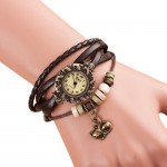 Quartz Weave Around Leather Cat Bracelet Lady Woman Wrist Watch Special Pattern leather wrist watches clock bracelet Watch