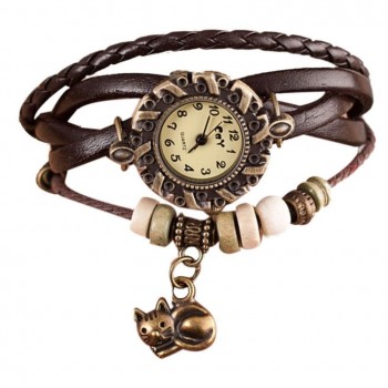 Quartz Weave Around Leather Cat Bracelet Lady Woman Wrist Watch Special Pattern leather wrist watches clock bracelet Watch