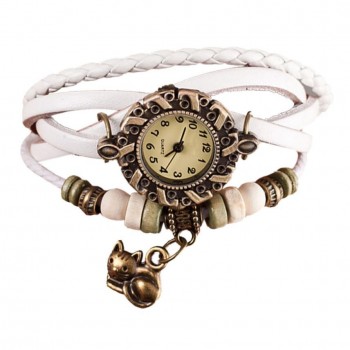 Quartz Weave Around Leather Cat Bracelet Lady Woman Wrist Watch Special Pattern leather wrist watches clock bracelet Watch