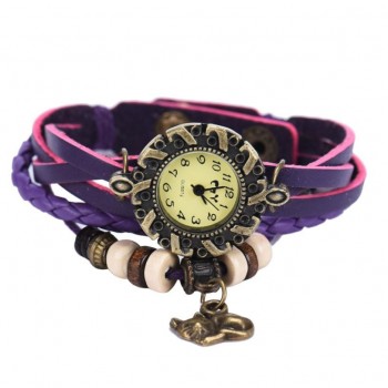Quartz Weave Around Leather Cat Bracelet Lady Woman Wrist Watch Special Pattern leather wrist watches clock bracelet Watch