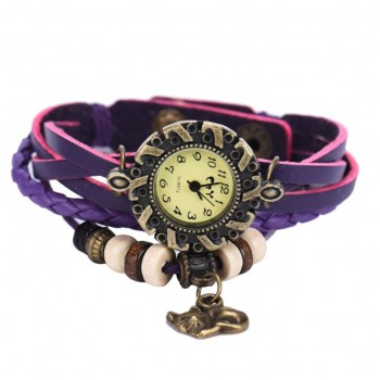 Quartz Weave Around Leather Cat Bracelet Lady Woman Wrist Watch Special Pattern leather wrist watches clock bracelet Watch