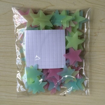 100pcs 3D Stars Glow In Dark Luminous Fluorescent Plastic Wall Sticker Home Decor Decal Wallpaper Decorative Special Festivel