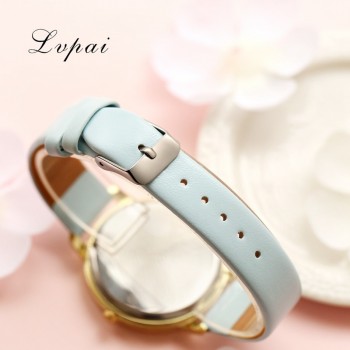 Lvpai Brand Women Bracelet Watch Fashion Rose Gold Flowers Leather Simple Women Dress Watches Luxury Business Gift Clock Watch