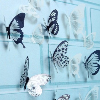 Hot Sale 12pcs PVC 3d Butterfly wall decor cute Butterflies wall stickers art Decals home Decoration room wall art  DC112