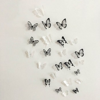 Hot Sale 12pcs PVC 3d Butterfly wall decor cute Butterflies wall stickers art Decals home Decoration room wall art  DC112