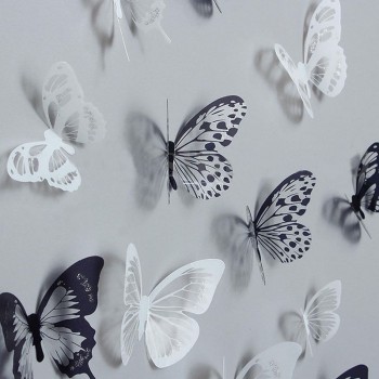 Hot Sale 12pcs PVC 3d Butterfly wall decor cute Butterflies wall stickers art Decals home Decoration room wall art  DC112