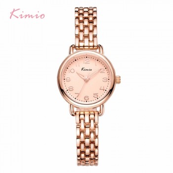 KIMIO Women Bracelet Watches Luxury Fine Stainless Steel Ladies Watch Rose Gold Color Dress Wristwatch Gift With Box