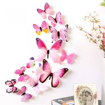 ISHOWTIENDA 12pcs Decal Wall Stickers Home Decorations 3D Butterfly Rainbow  Fridge Magnet 2018 Dropshipping Product