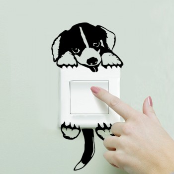 XXYYZZ DIY Funny Cute Sleeping Cat Dog Switch Stickers Wall Stickers Decal Home Decoration Bedroom Living Room Parlor Decoration