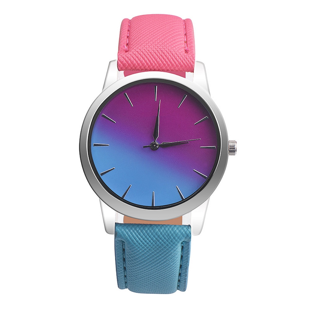 bayan kol saat Women Watch Quartz Wrist Watch Retro Rainbow Design Casual Leather Band Ladies Bracelet Watches reloj mujer 2018