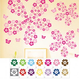 108 small flowers+6 butterflies Colorful Wall Stickers Beautiful Fridge Stickers Wardrobe Toilet Bathroom Decoration PVC Wall