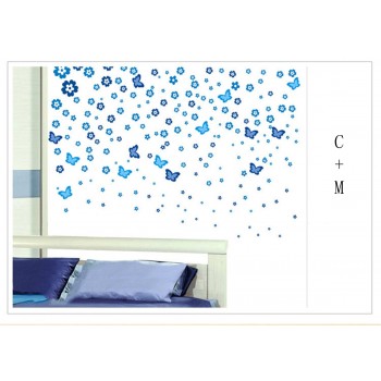 108 small flowers+6 butterflies Colorful Wall Stickers Beautiful Fridge Stickers Wardrobe Toilet Bathroom Decoration PVC Wall
