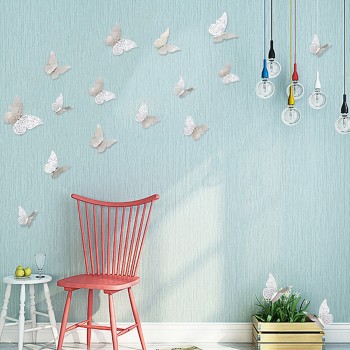 12 Pcs/Set 3D Wall Stickers Butterfly Hollow Paper 3Sizes Silver Gold For Fridge Stickers Home Party  Wedding Decor F507
