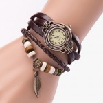 2018 New Top PU Leather Bracelet Watch Women Charm Leaf Butterfly Ethnic Geneva Style Urban Girl Fashion Dama #YL5