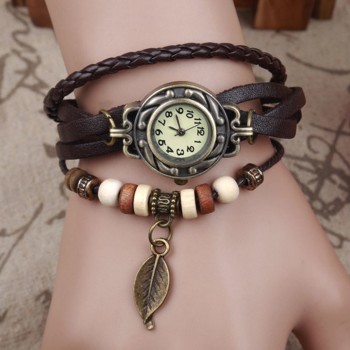 2018 New Top PU Leather Bracelet Watch Women Charm Leaf Butterfly Ethnic Geneva Style Urban Girl Fashion Dama #YL5