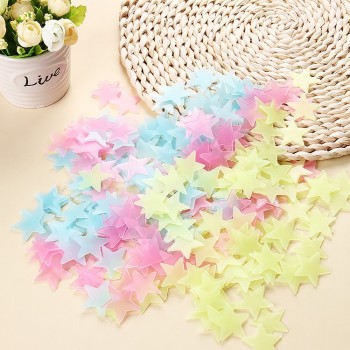 * 100 pcs. 3D stars glow in the dark Luminous on Wall Stickers for Kids Room living room  Wall Decal Home Decoration poster
