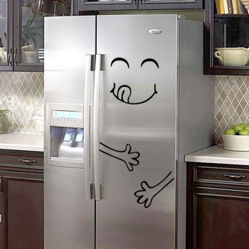 New 4 Styles Smile Face Wall Sticker Happy Delicious Face Fridge Stickers Yummy for Food Furniture Decoration Art Poster DIY PVC