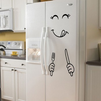 New 4 Styles Smile Face Wall Sticker Happy Delicious Face Fridge Stickers Yummy for Food Furniture Decoration Art Poster DIY PVC