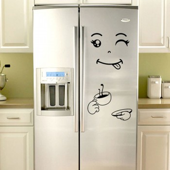 New 4 Styles Smile Face Wall Sticker Happy Delicious Face Fridge Stickers Yummy for Food Furniture Decoration Art Poster DIY PVC