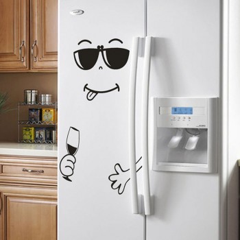 New 4 Styles Smile Face Wall Sticker Happy Delicious Face Fridge Stickers Yummy for Food Furniture Decoration Art Poster DIY PVC