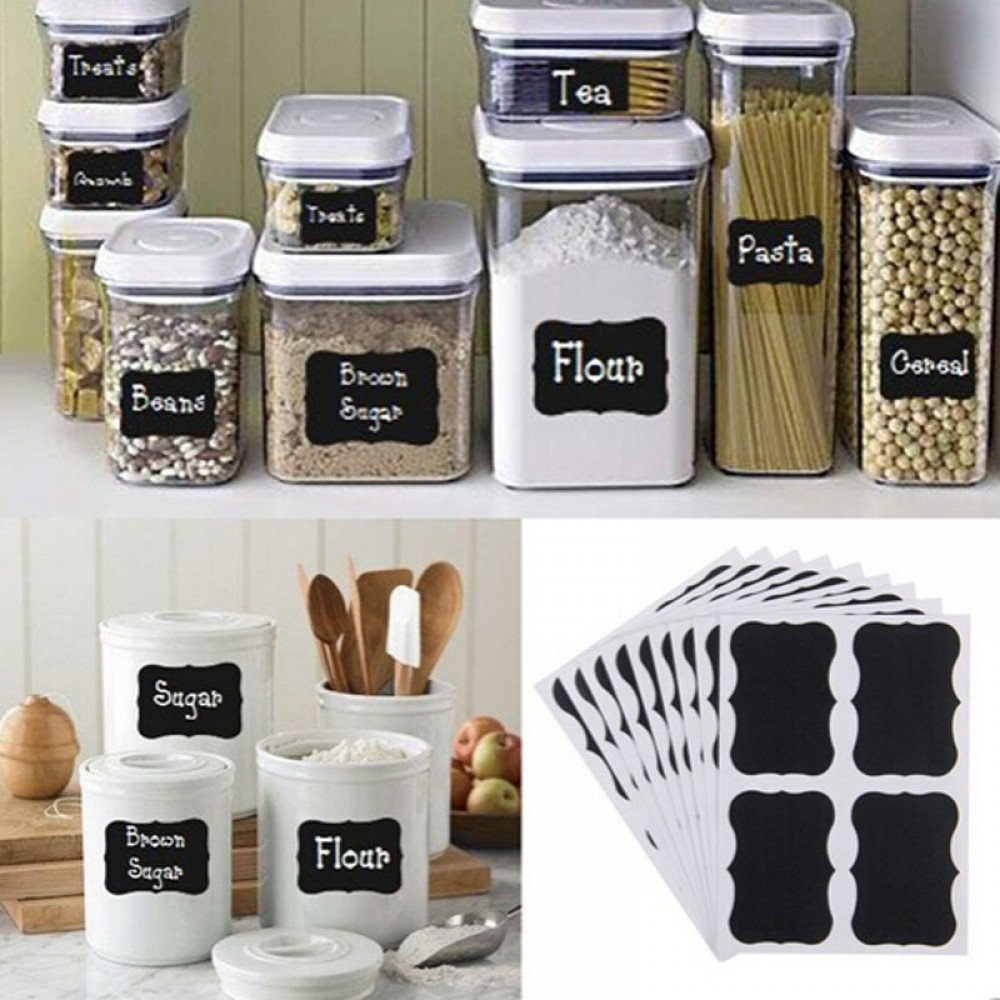 NAI YUE 36pcs Fancy Black Board Kitchen Jam Jar Label Labels Stickers. 5cm x 3.5cm Decor Chalkboard