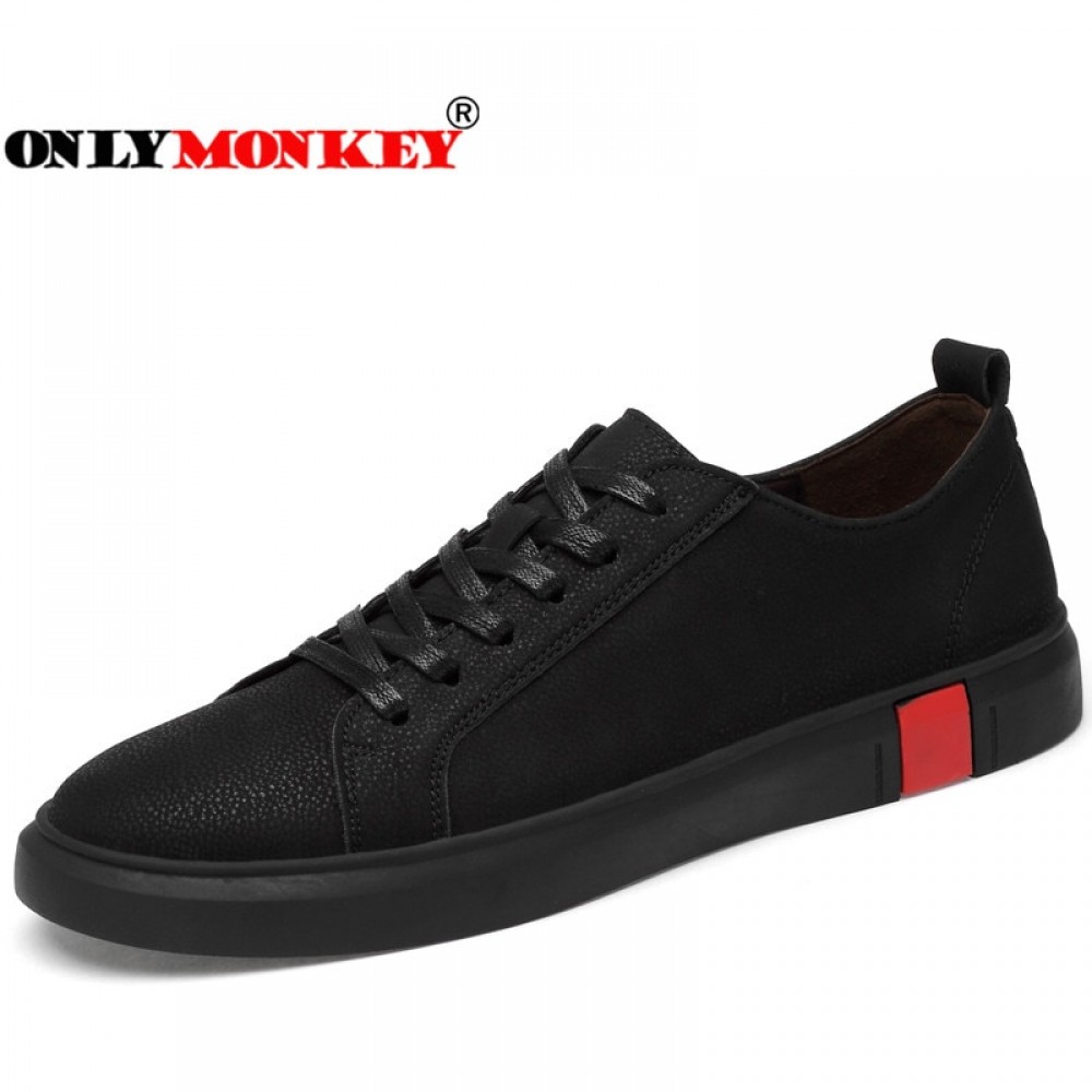 ONLYMONKEY Men Outdoor Walking Shoes Many Style Men Lace Up Sneakers Leather Material Waterproof Sport Shoes Large Size 36-46