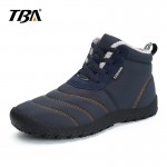 2019 TBA Mens Plush Ankle Snow Boots Warming Fabric Slip-on Ankle Boots For Male Mens Winter Outdoor Shoes Plus Size 35~46